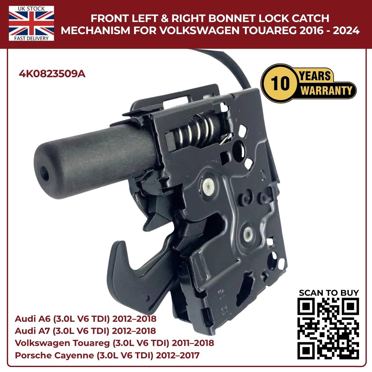 Front Left & Right Bonnet Lock Catch Mechanism– Fits Cupra Leon & Audi A6 OEM 4K0823509A