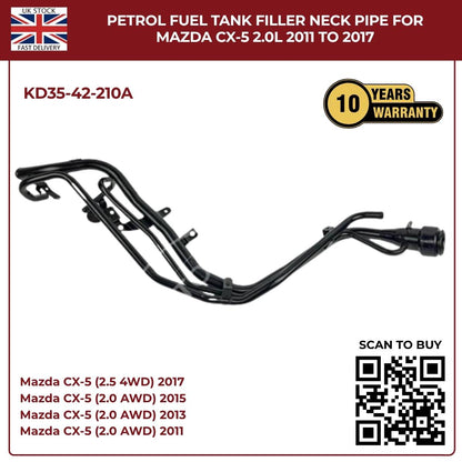 Fuel Tank Filler Neck Pipe for Mazda CX‑5 2011–2017 2.0L/2.5L | KD35‑42‑210A Replacement
