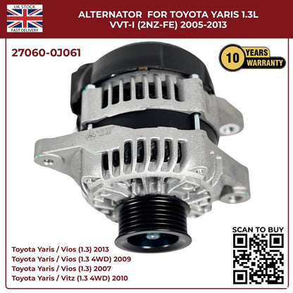 Alternator 27060-0J061 – Toyota Yaris/Vitz 1.3L VVT-i (2005–2014)