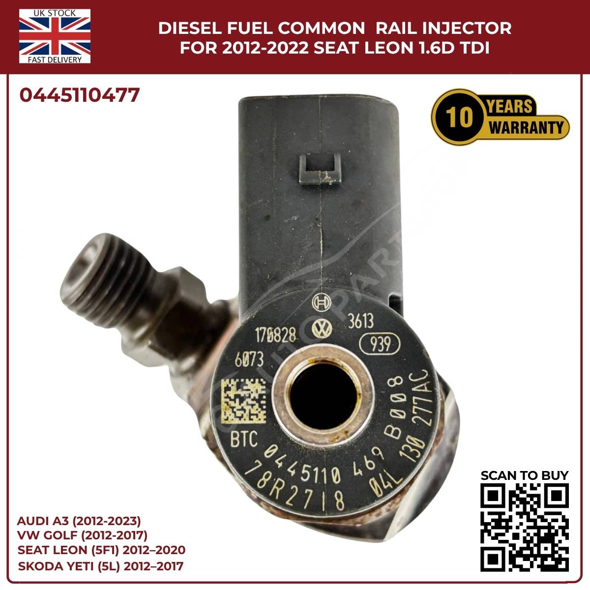 Seat Leon Diesel Injector 0445110477 – 1.6 TDI CR (2012–2022)