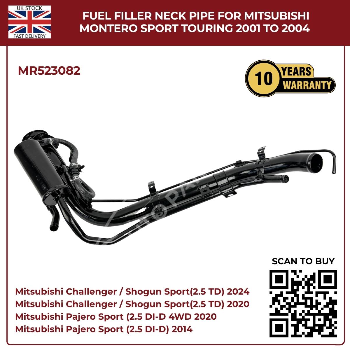 Fuel Filler Neck Pipe for Mitsubishi Montero Sport 2001–2004 | MR523082 Petrol Filler Tube