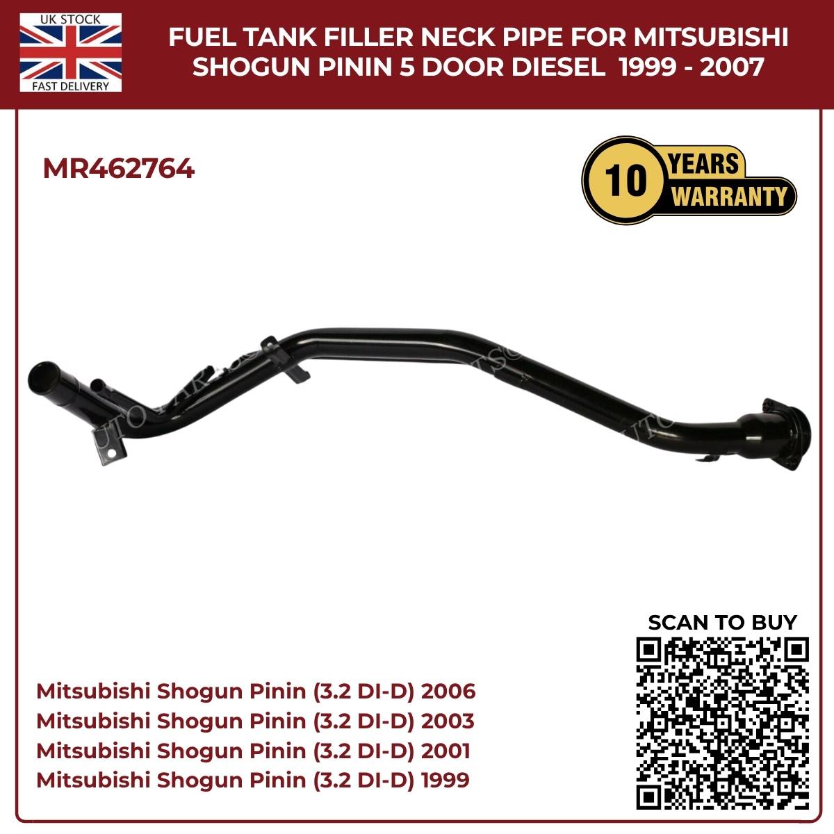 Fuel Tank Filler Neck Pipe for Mitsubishi Shogun Pinin 5‑Door 1999–2007 Diesel