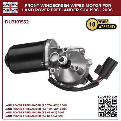 Front Windscreen Wiper Motor for Land Rover Freelander 1 (1998–2006, RHD, 12V, 6‑Pin) – OEM DLB101532