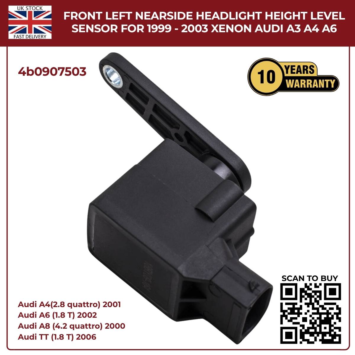 Headlight Level Range Sensor – Front Left (Nearside) – Fits 1999–2003 Audi A3 Xenon Models