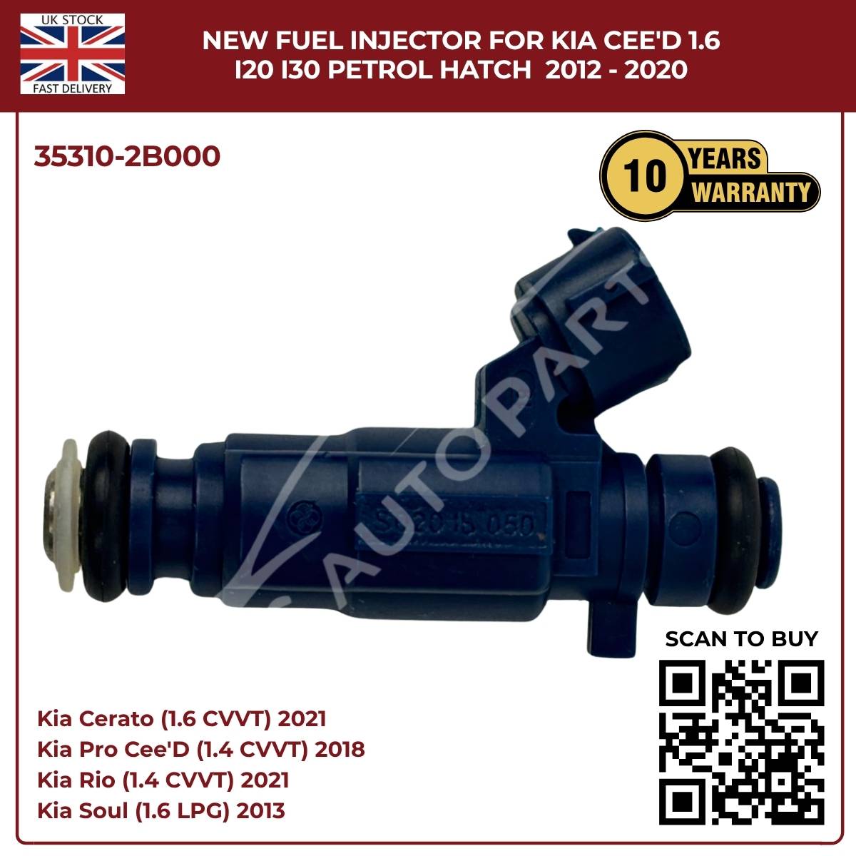 Fuel Injector 35310-2B000 | Fits Kia Cee’D, i20, i30 (2012–2020) 1.6 Petrol Hatch | OE Replacement