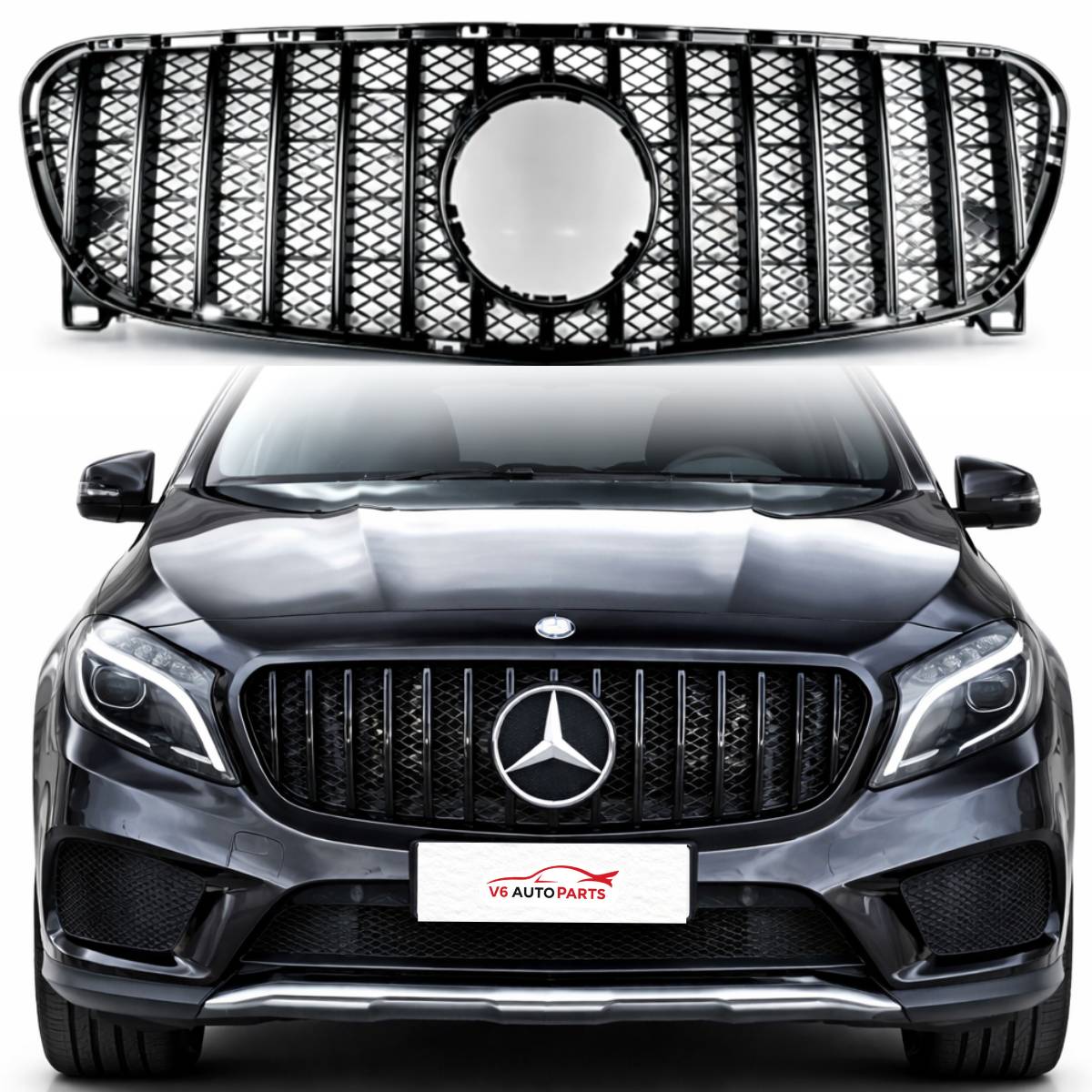 Schwarzer Frontstoßstangengrill für Mercedes GLA-Klasse W156 AMG Panamericana GT 2013–2017 