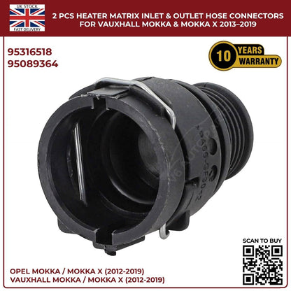 2 PCS Heater Matrix Inlet & Outlet Hose Connectors For Vauxhall ΜΟΚΚΑ Χ 2013-19