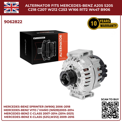 Mercedes-Benz Alternator 14V 200A – Fits A205 S205 C218 C207 W212 C253 W166 X204 W447 B906 (OEM 9062822)