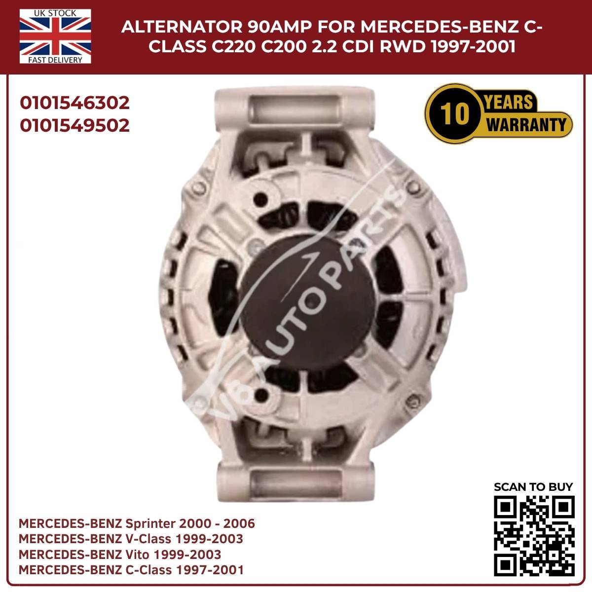 image of Mercedes-Benz C220 2.2 CDI Alternator Replacement 101546302