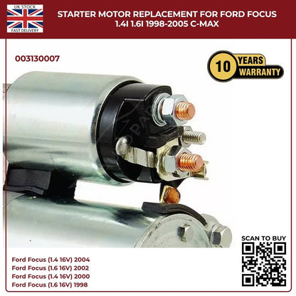 Starter Motor Ford Focus 1.4i / 1.6i 1998–2005, C-Max – Ref 003130007