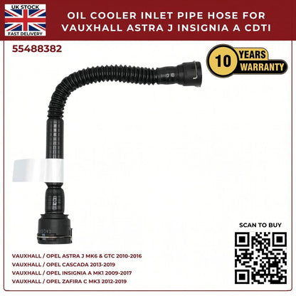 Vauxhall Opel Saab Chevrolet Black Left Oil Cooler Inlet Hose Pipe 55488382
