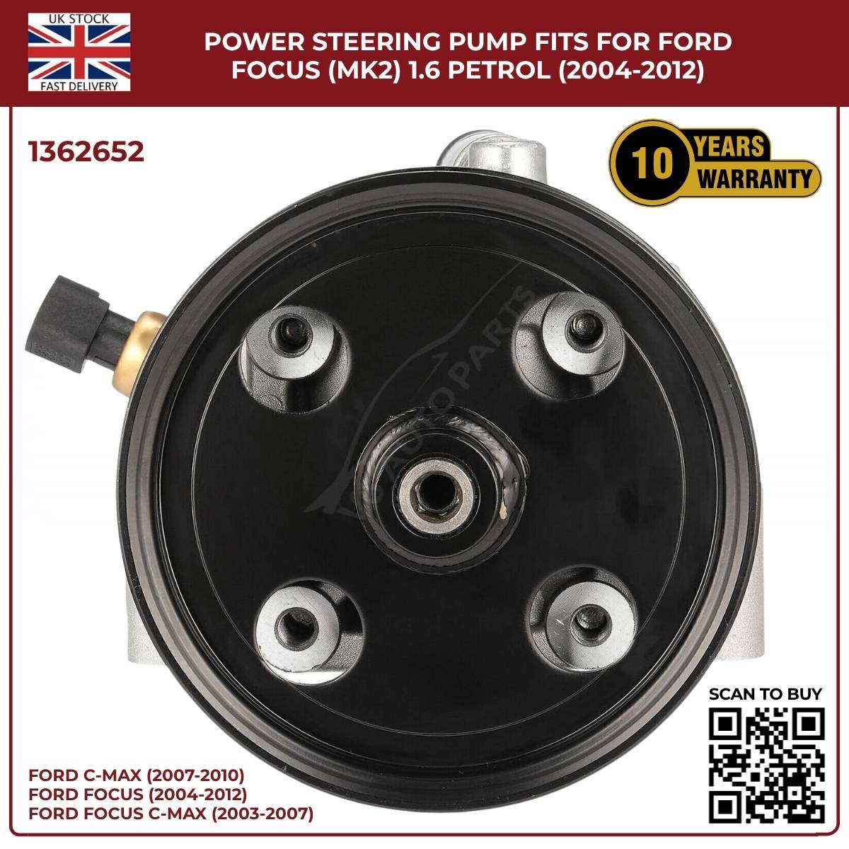 Power Steering Pump – Fits Ford Focus Mk2 1.6 Petrol (2004–2012) | OEM 4M513A696AD