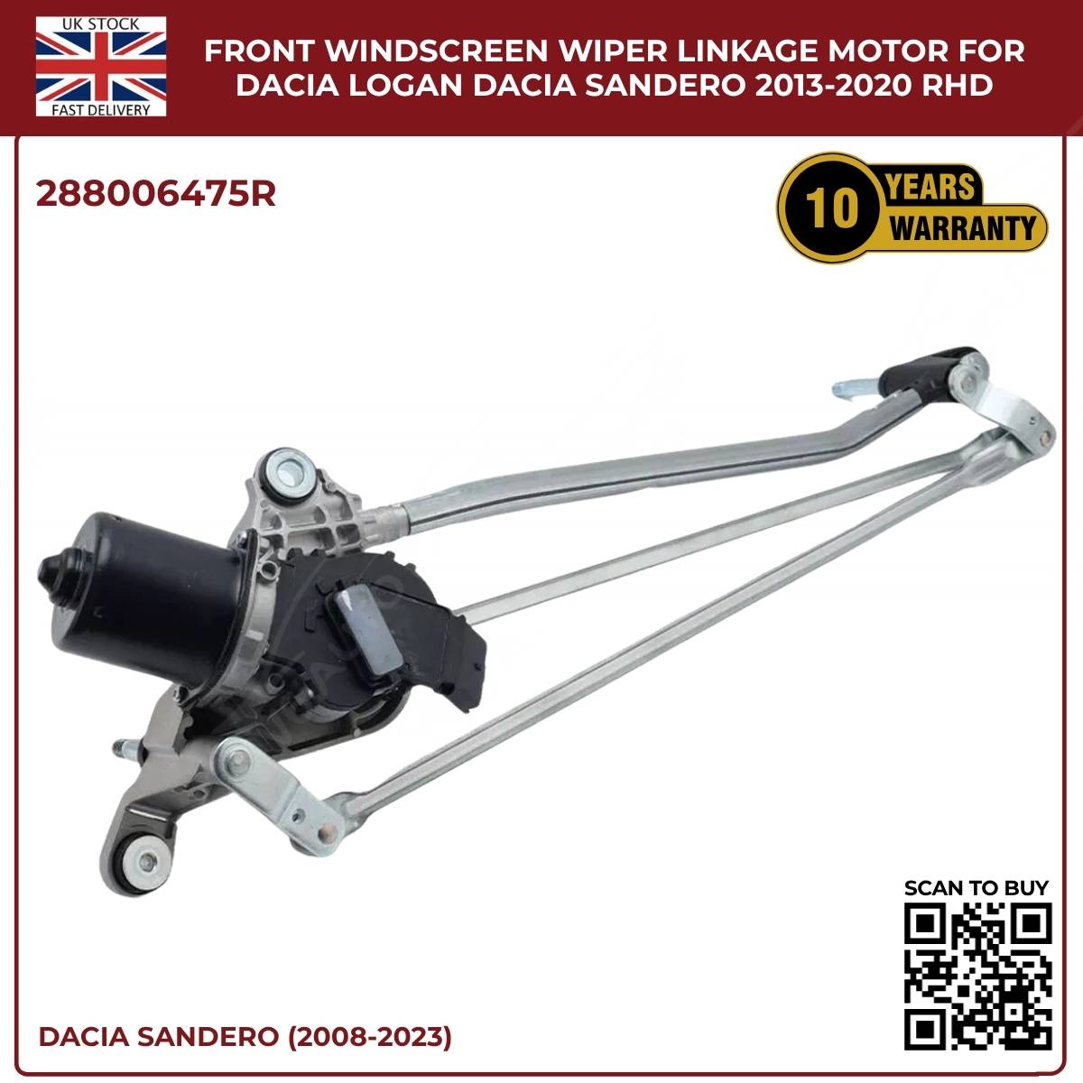 Front Windscreen Wiper Linkage + Motor – Dacia Sandero / Logan (2013–2020) – OE Quality Replacement