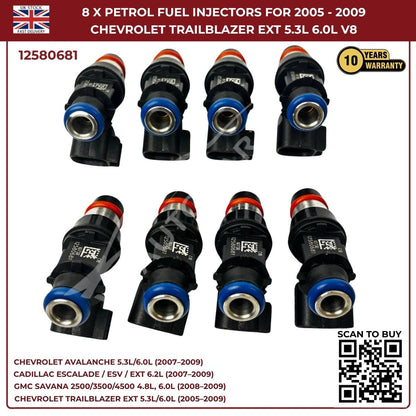 8x Fuel Injectors – Fits 2007–2010 Chevrolet Silverado 1500 / 2500HD / 3500HD – OEM Replacement