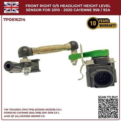 Image of Porsche Cayenne front right suspension height level sensor 7P0616214