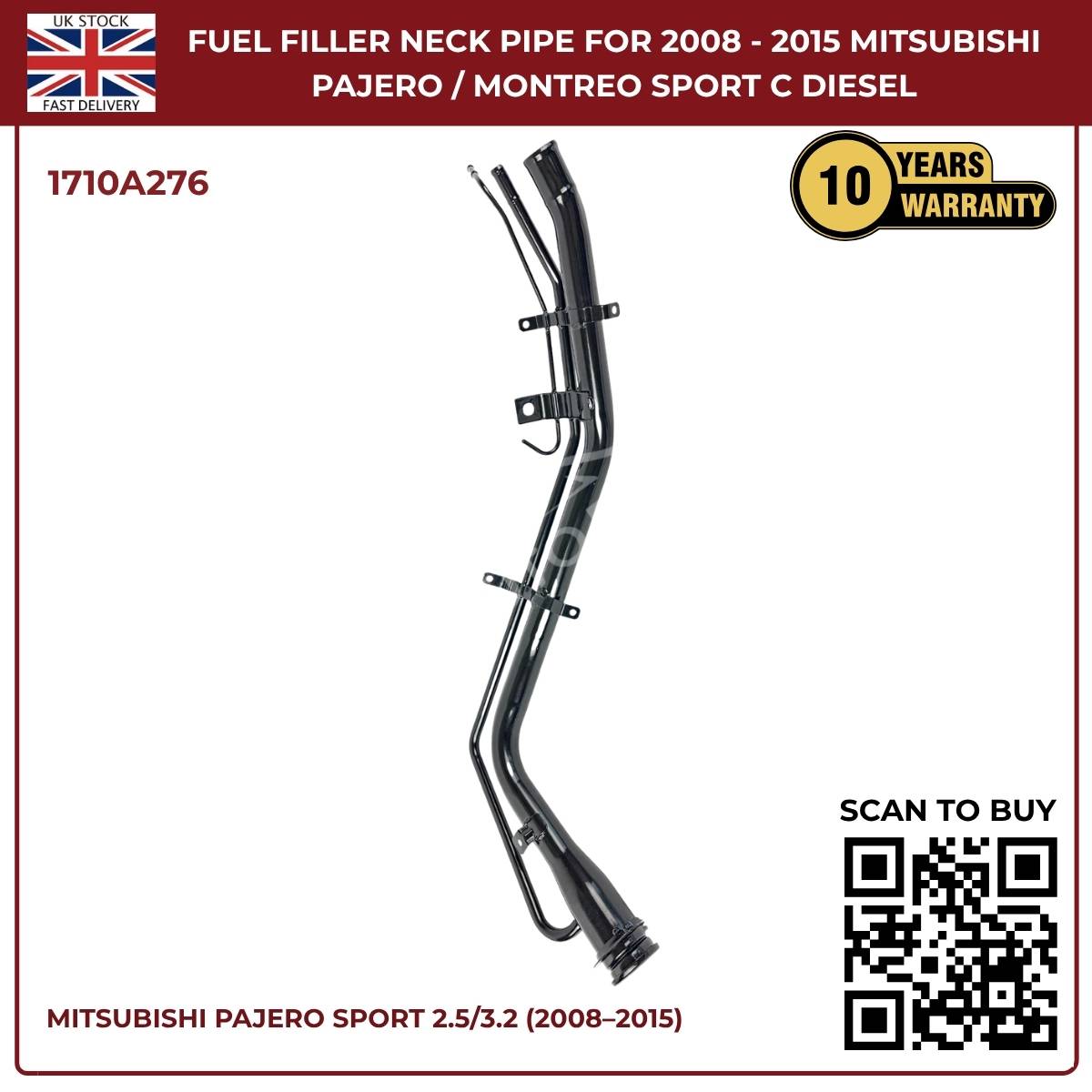 Fuel Tank Filler Neck Pipe – Mitsubishi Pajero Sport 2008–2015 2.5L & 3.2L DI-D Diesel | Part 1710A276