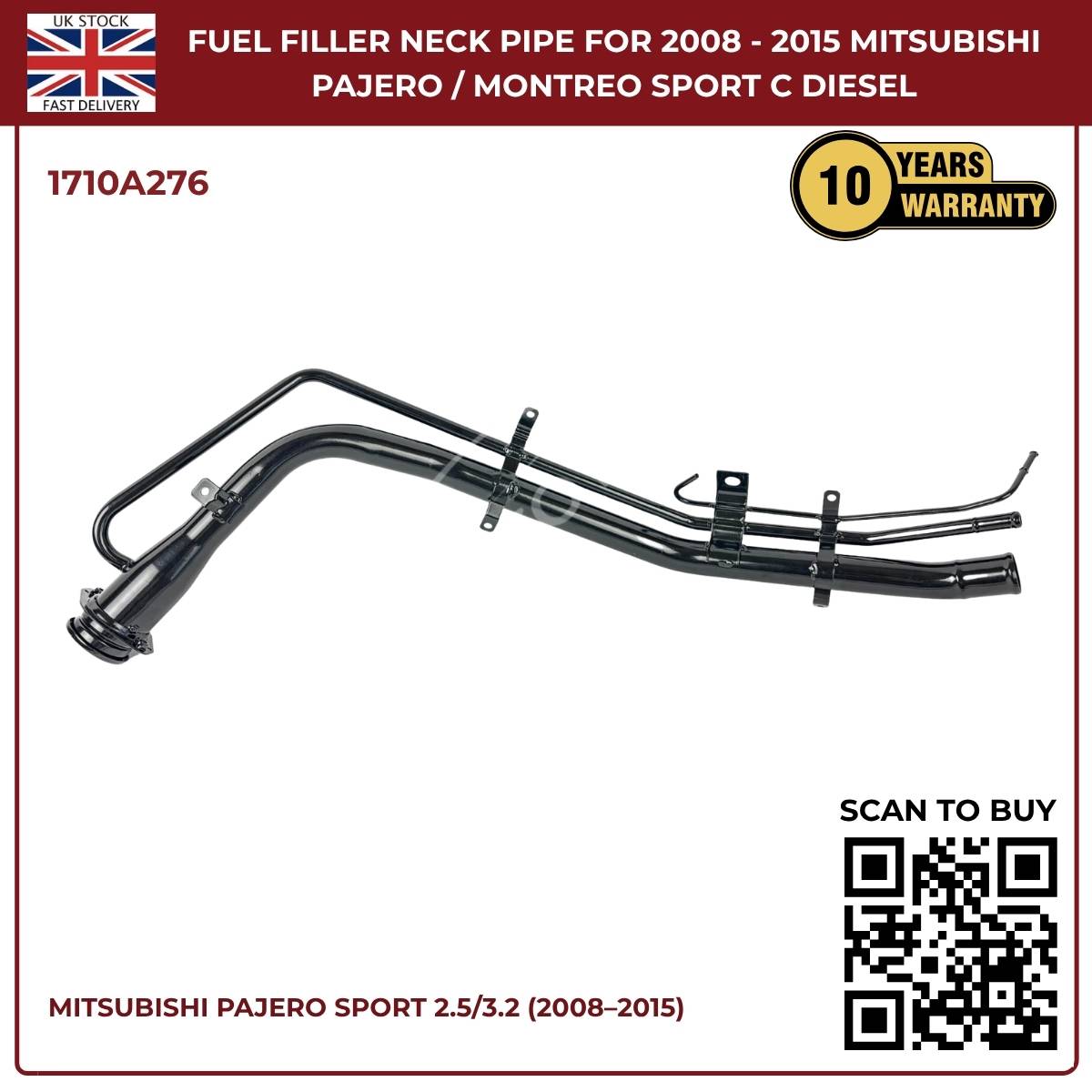 Fuel Tank Filler Neck Pipe – Mitsubishi Pajero Sport 2008–2015 2.5L & 3.2L DI-D Diesel | Part 1710A276
