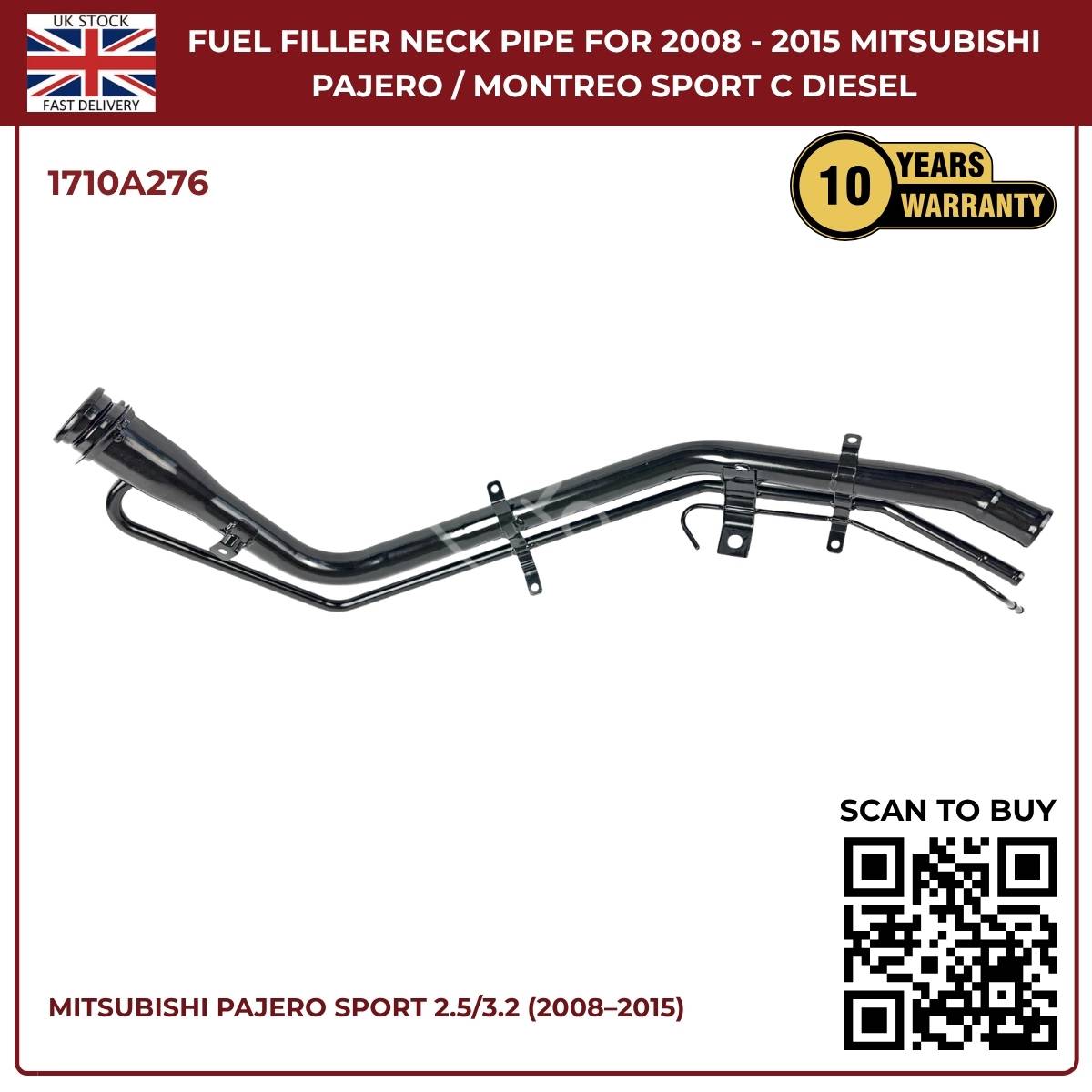 Fuel Tank Filler Neck Pipe – Mitsubishi Pajero Sport 2008–2015 2.5L & 3.2L DI-D Diesel | Part 1710A276