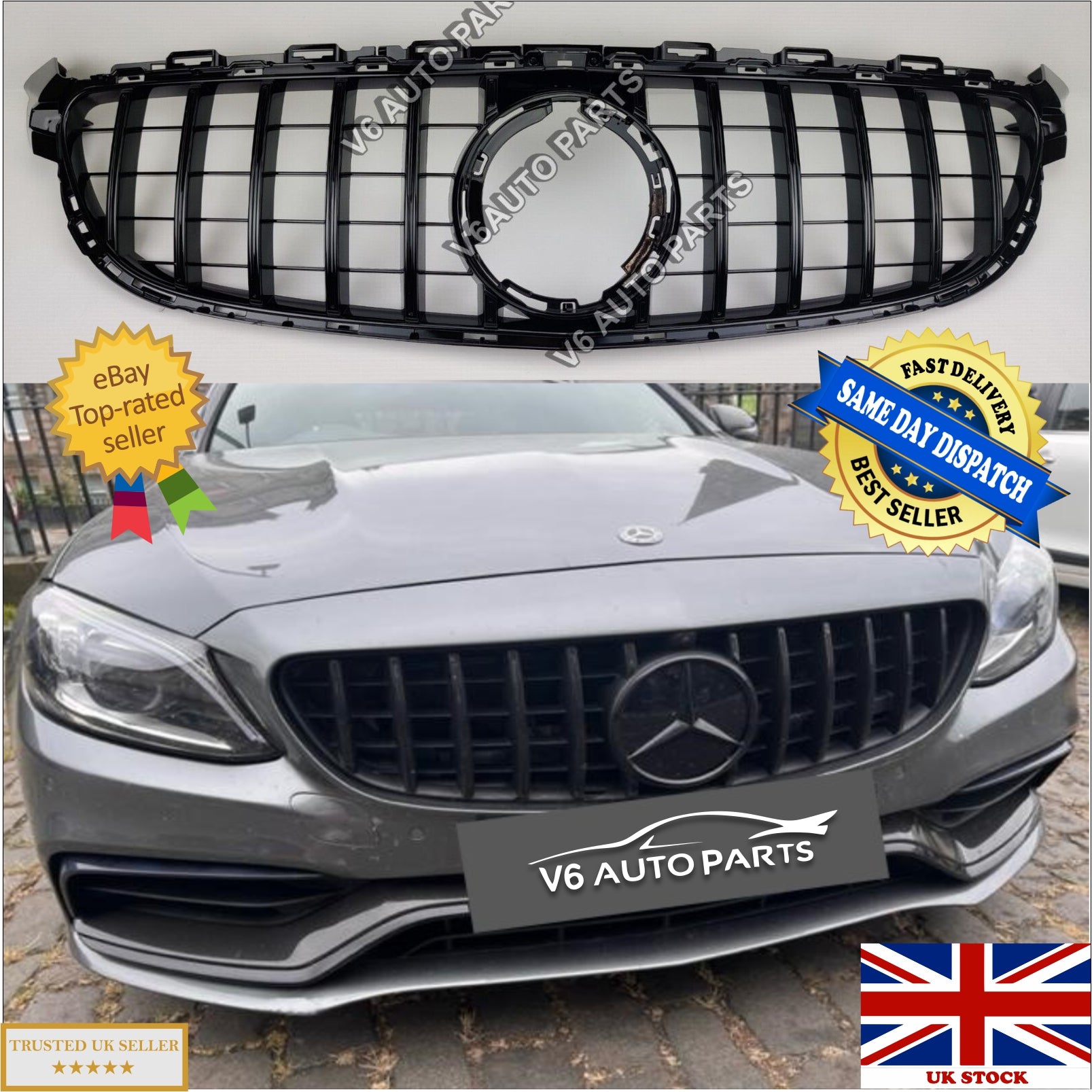 For Mercedes C-Class W205 C63s AMG C220CDI Grill Front Radiator GT-R Grille 2018-20