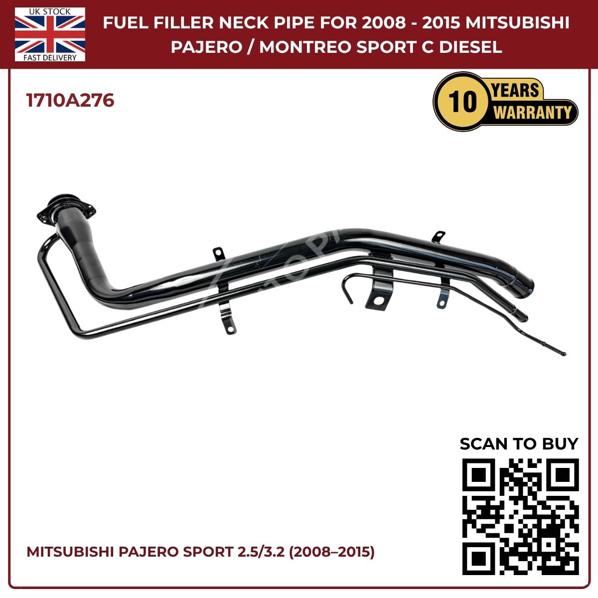 Fuel Tank Filler Neck Pipe – Mitsubishi Pajero Sport 2008–2015 2.5L & 3.2L DI-D Diesel | Part 1710A276