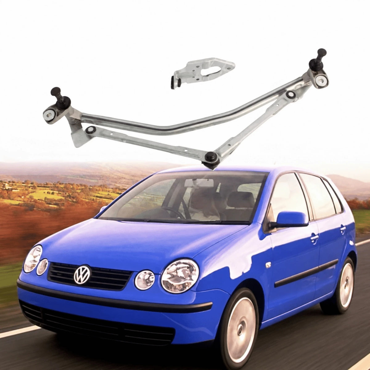 image of Volkswagen Polo 9N3 Sport LHD Front Wiper Linkage Replacement Part 6Q2955601B