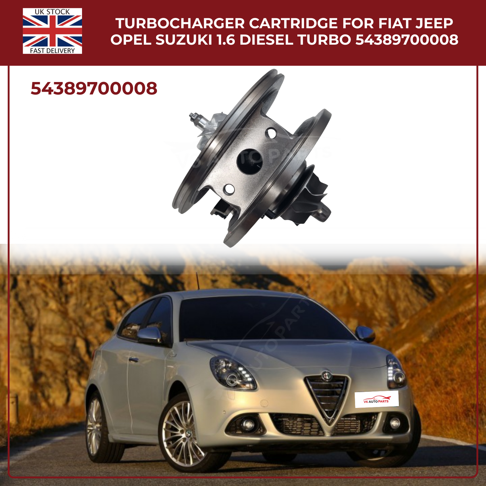 Turbocharger Cartridge For Fiat Jeep Opel Suzuki 1.6 Diesel Turbo 54389700008