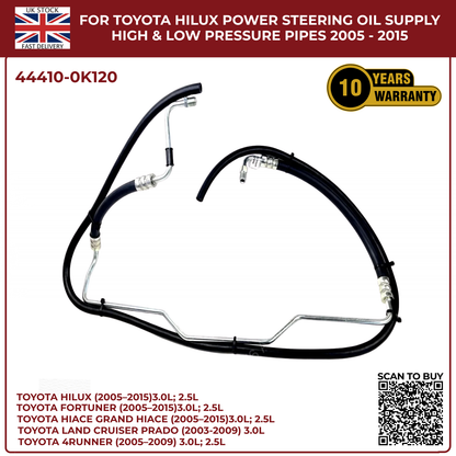 Toyota Hilux Power Steering Oil Supply & Return Pipes (High & Low Pressure) 2005–2015 | Diesel Models