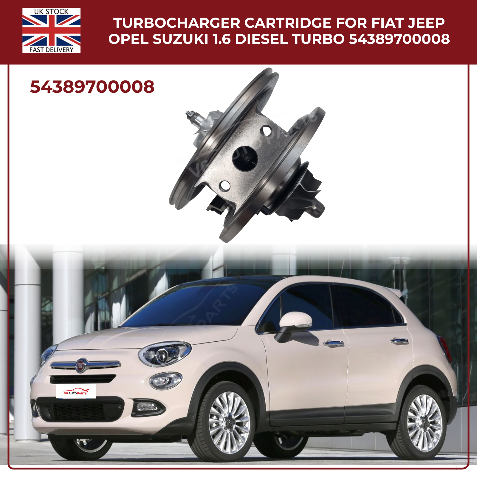 Turbocharger Cartridge For Fiat Jeep Opel Suzuki 1.6 Diesel Turbo 54389700008