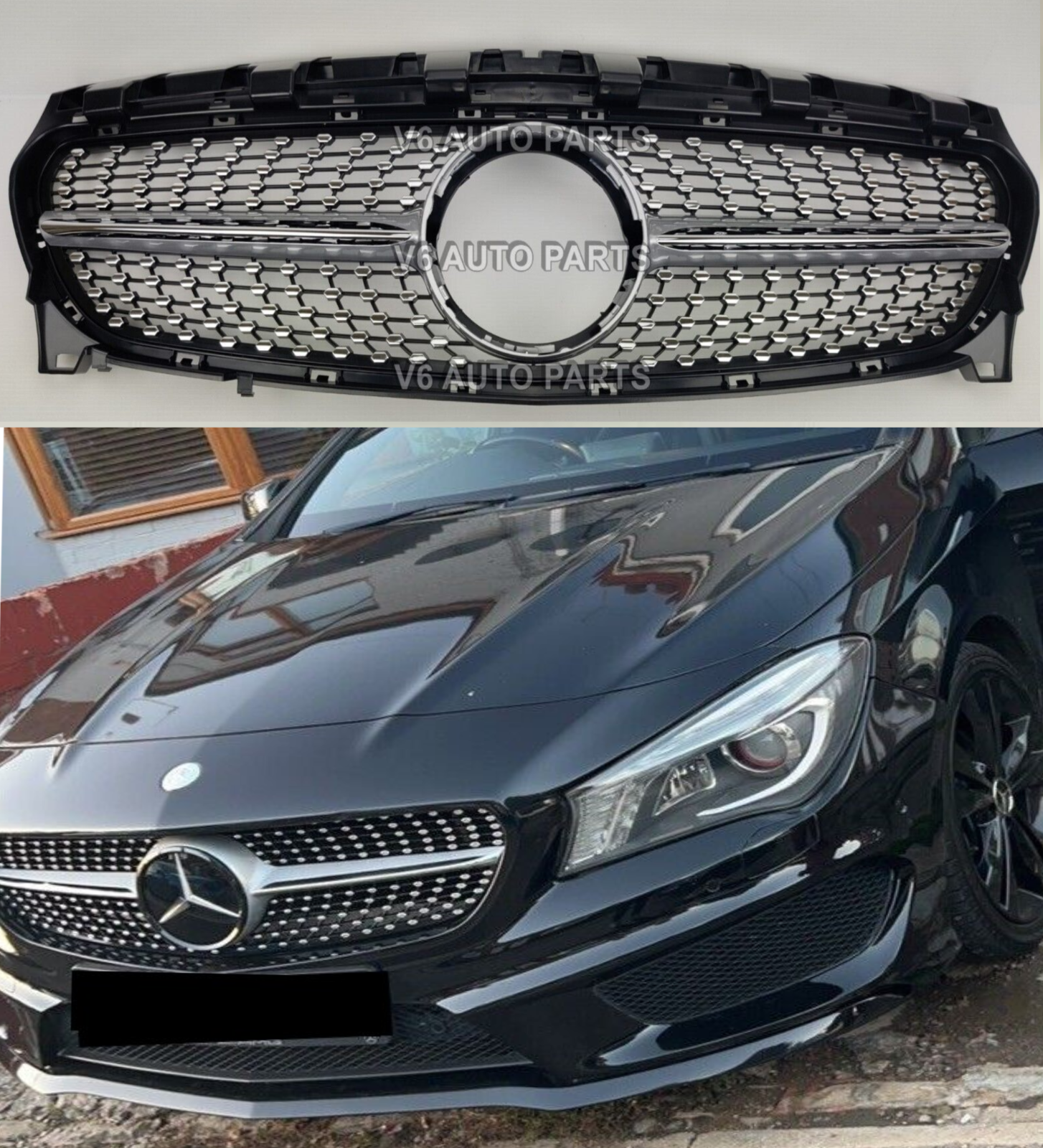 For Mercedes CLA-Class X117 CLA180 Front Bumper Diamond Grille 2013-17 AMG Style