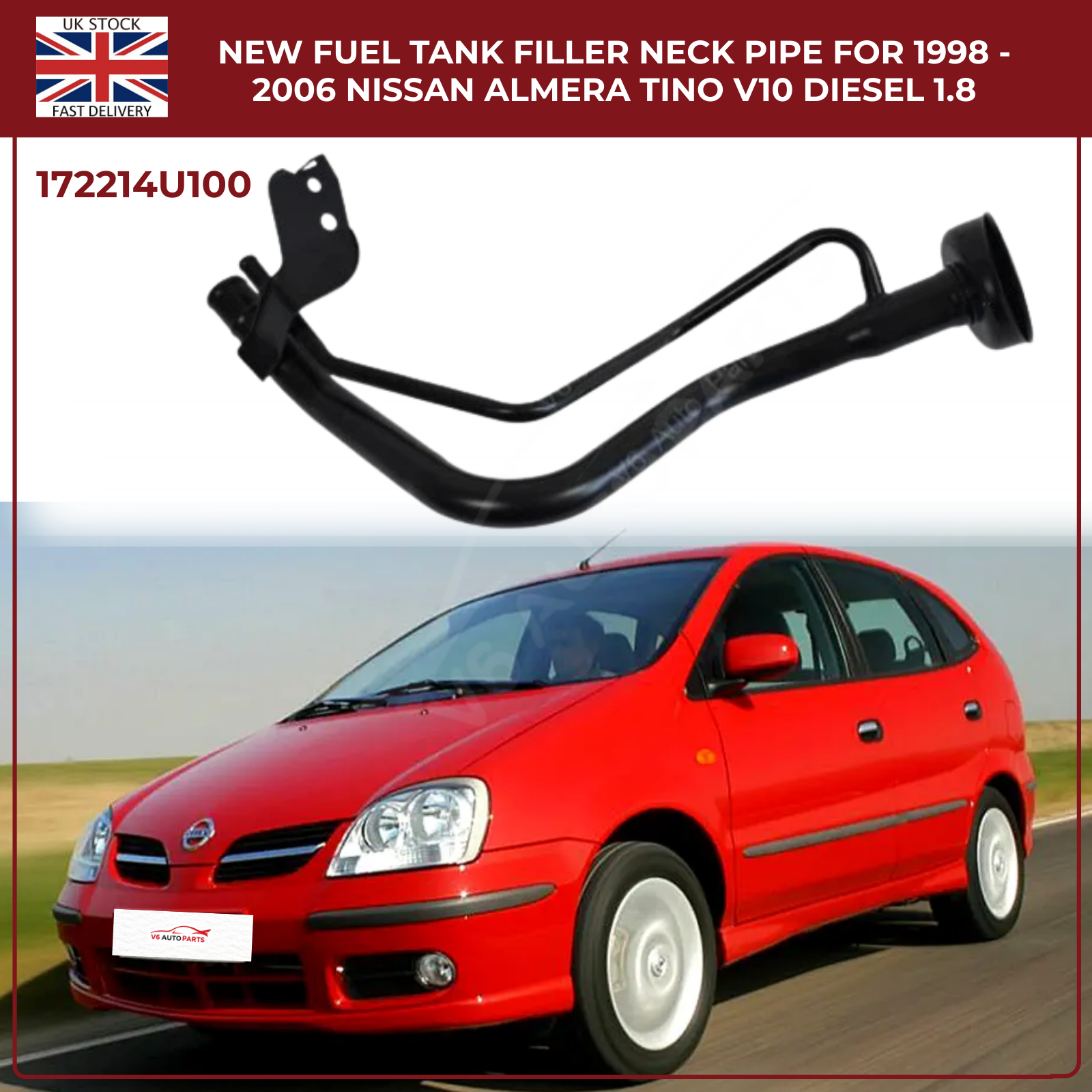 ALMERA TINO Fuel Tank Filler Neck Pipe For 1998 To 2006 V10 FWD Petrol & Diesel