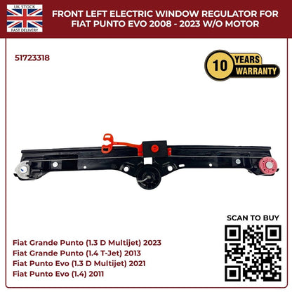 Front Left Electric Window Regulator (No Motor) – Fits Fiat Grande Punto & Punto Evo 2005–2023 | OEM 51723318