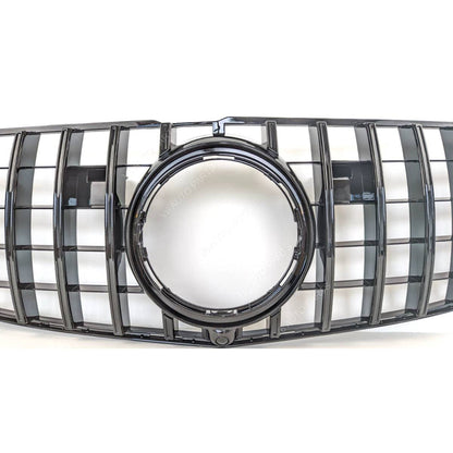 Front Bumper Gloss Black GT Grille – Mercedes GLS-Class X166 (2016–2019 AMG Distronic Style)