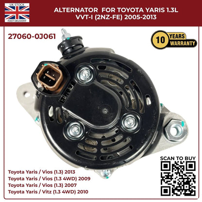 Alternator 27060-0J061 – Toyota Yaris/Vitz 1.3L VVT-i (2005–2014)