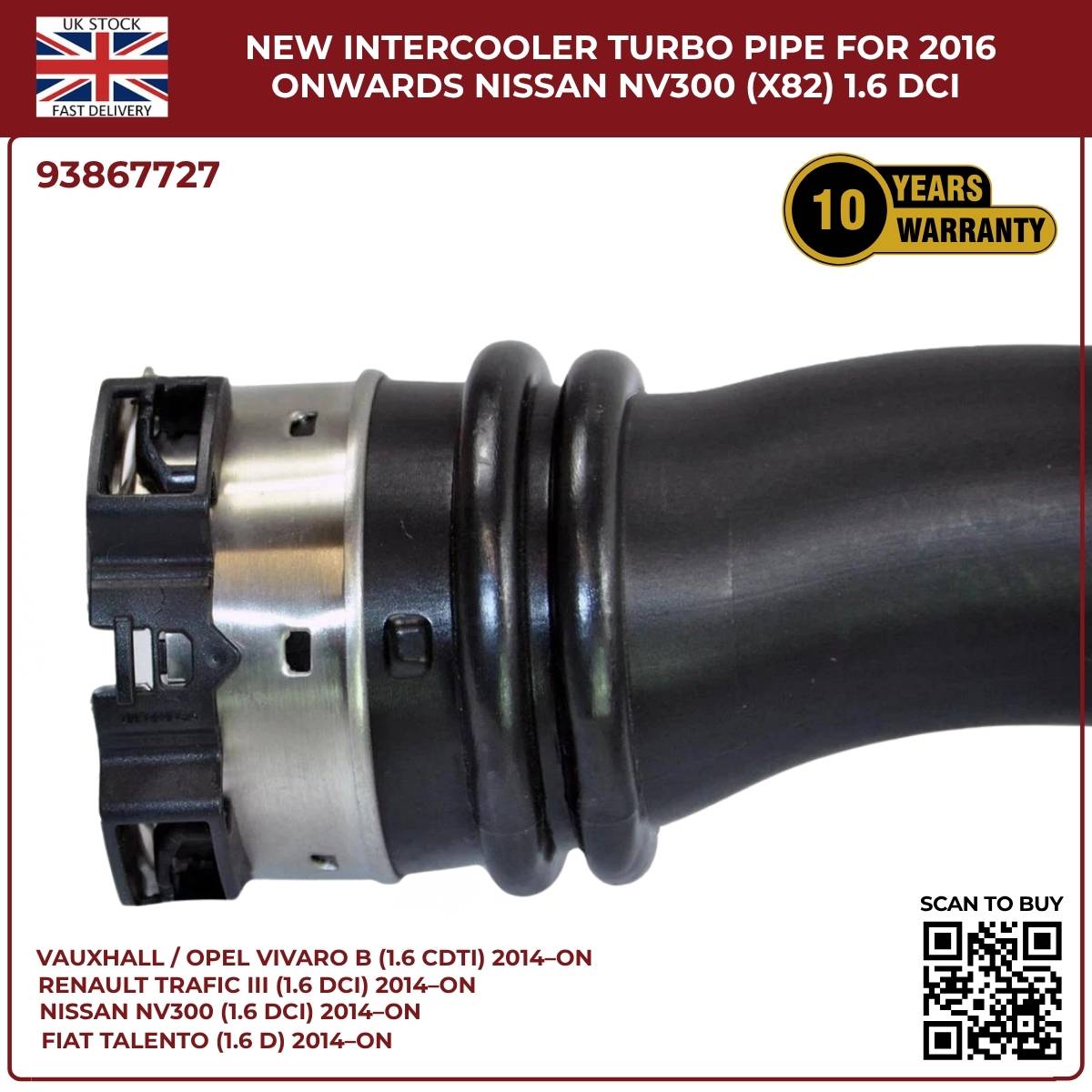 Turbo Boost Intercooler Hose Pipe – Vauxhall Vivaro B / Renault Trafic (2014–2025)