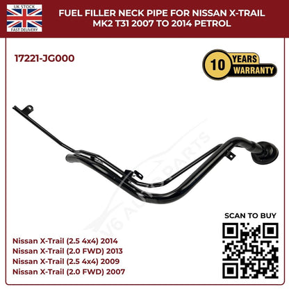 Fuel Filler Neck Pipe for Nissan X‑Trail MK2 T31 (2007–2014) Petrol – OEM Replacement 17221‑JG000