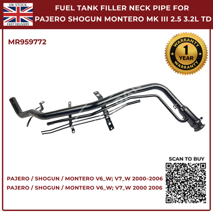 Fuel Tank Filler Neck Pipe MR959772 for Mitsubishi Pajero Shogun Montero Mk3 2000–2006 TD