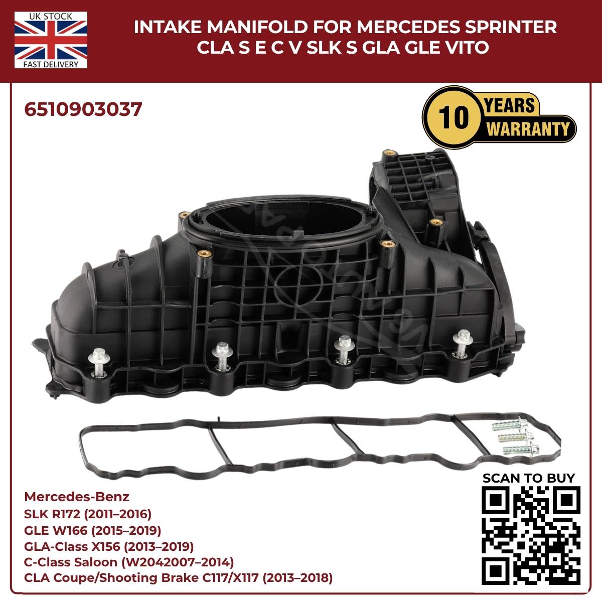 Intake Manifold OEM 6510903037 – Mercedes Sprinter, CLA, S-Class, E-Class, C-Class, Vito, SL, GLA, GLE