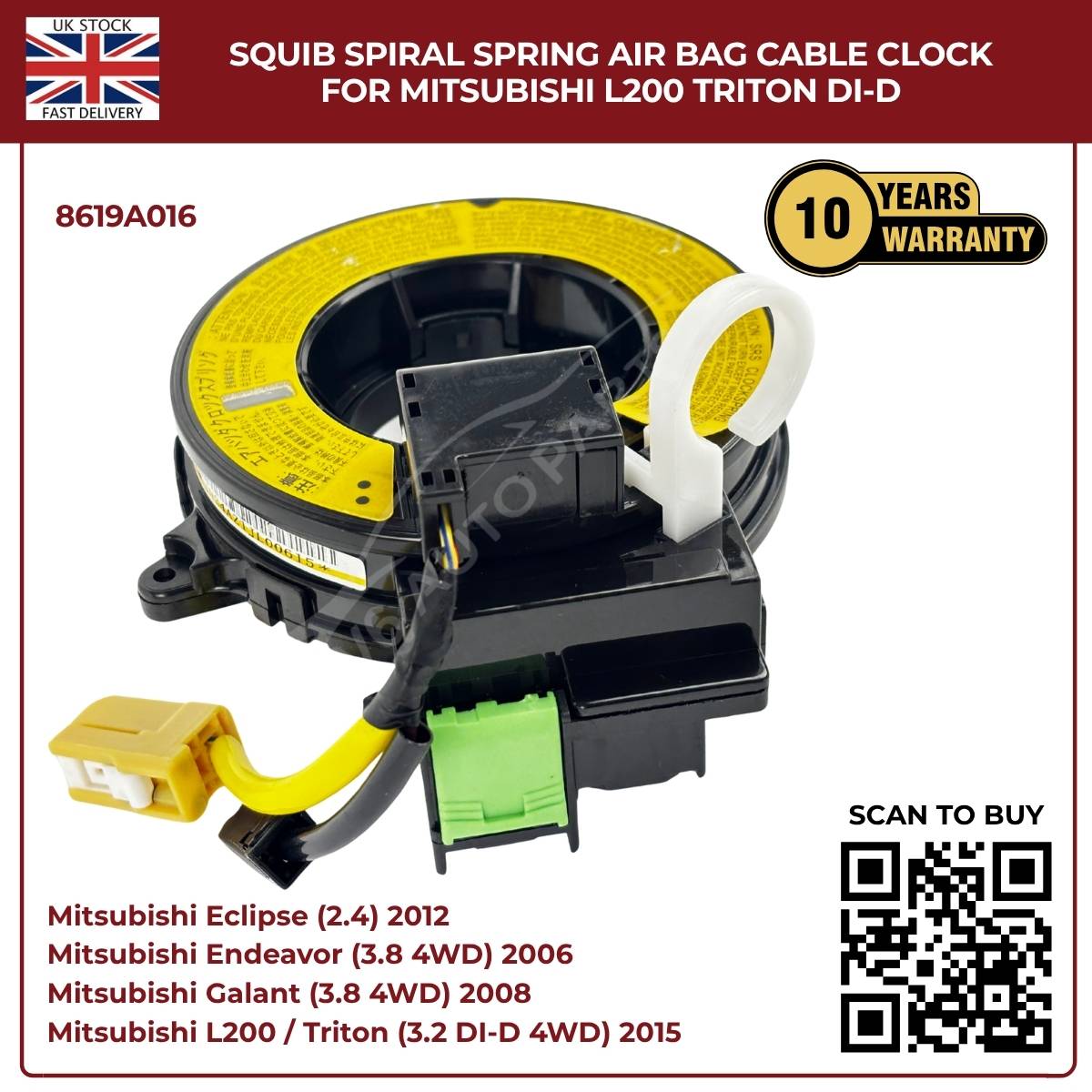 Squib Spiral Spring Airbag Clock Cable for Mitsubishi L200 Triton DI-D