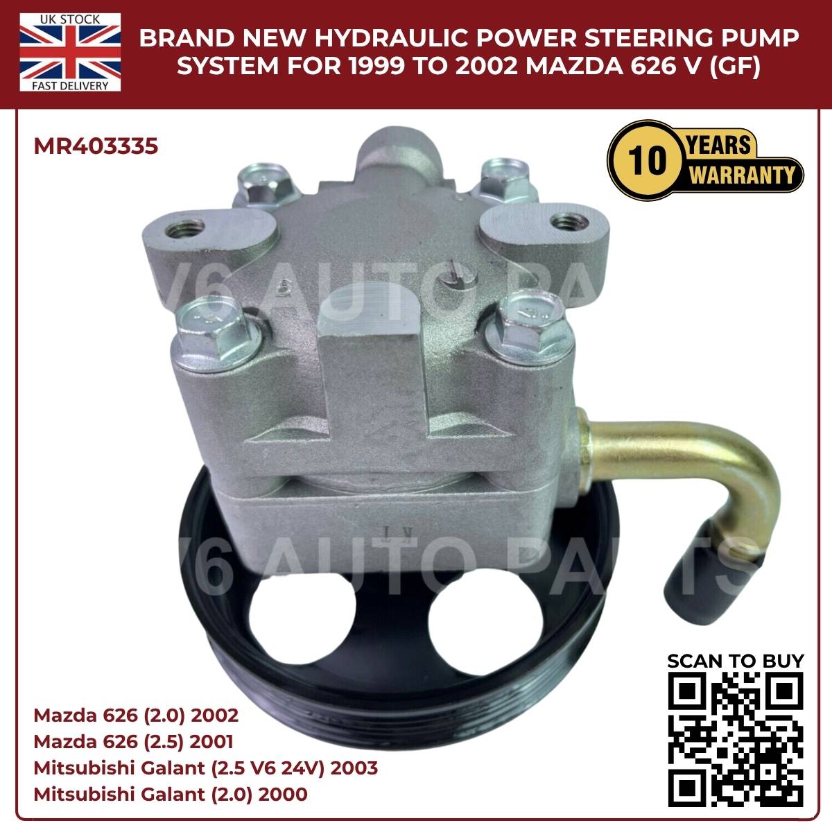 Image of hydraulic power steering pump for Mitsubishi Galant VII 2.0L models