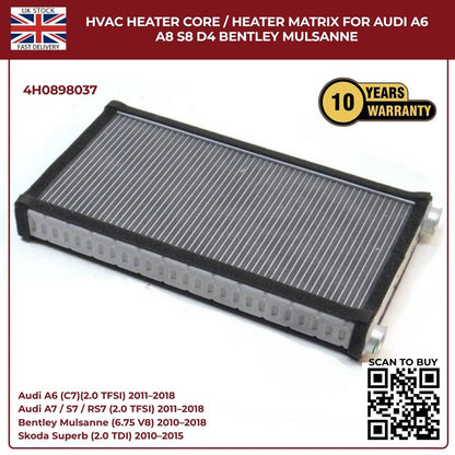 Image of Heater Matrix 4H0898037 for Audi A6 Audi A8 and Bentley Mulsanne
