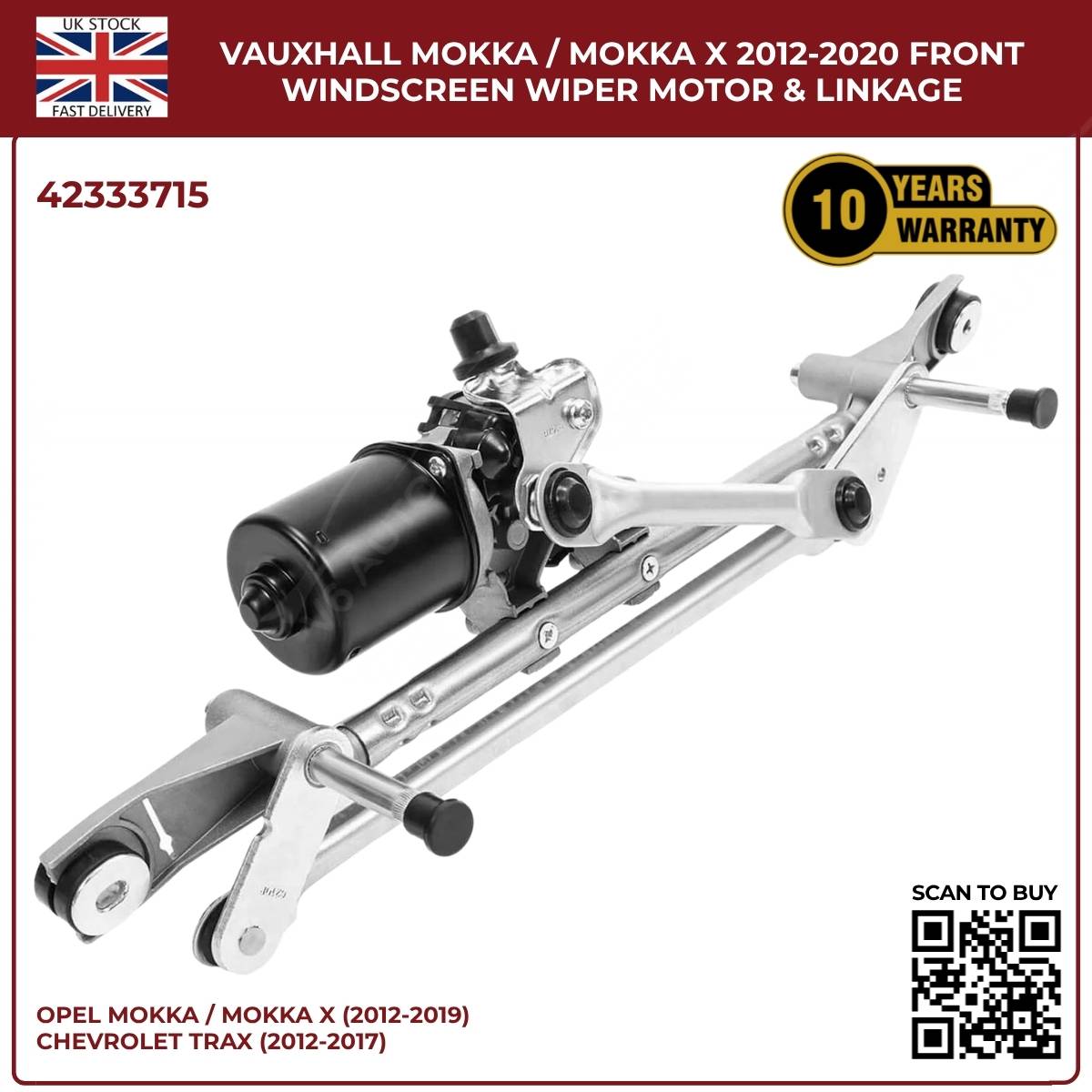 Front Windscreen Wiper Linkage & Motor For Opel Mokka / Mokka X 2013 - 2019 RHD