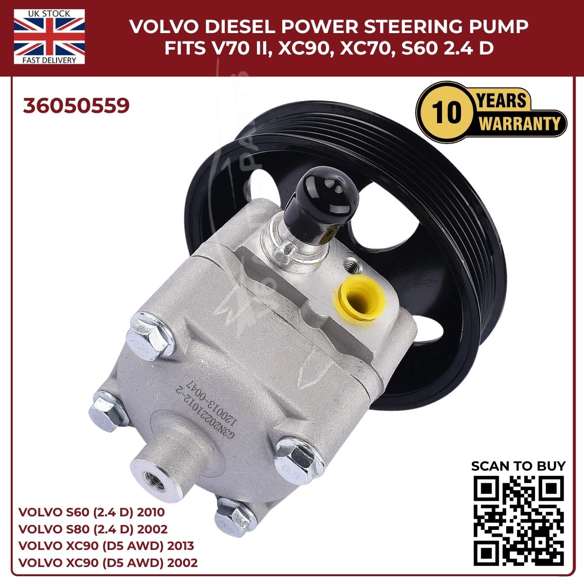 Image of replacement power steering pump OE 36050559 for Volvo V70 II