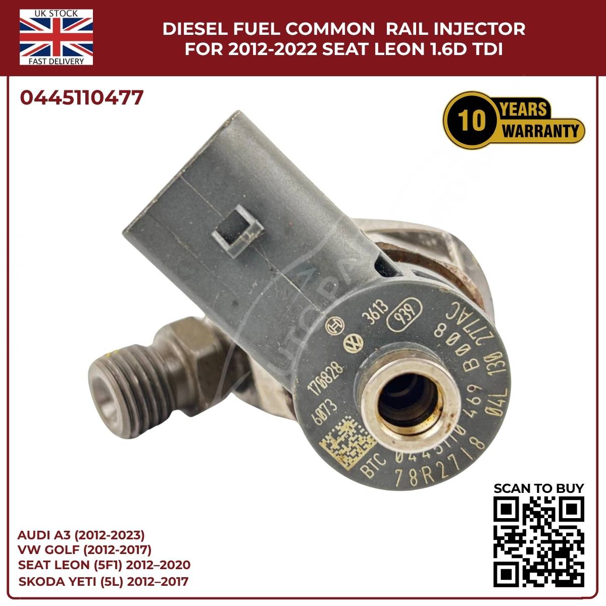 Seat Leon Diesel Injector 0445110477 – 1.6 TDI CR (2012–2022)