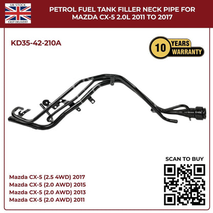 Fuel Tank Filler Neck Pipe for Mazda CX‑5 2011–2017 2.0L/2.5L | KD35‑42‑210A Replacement