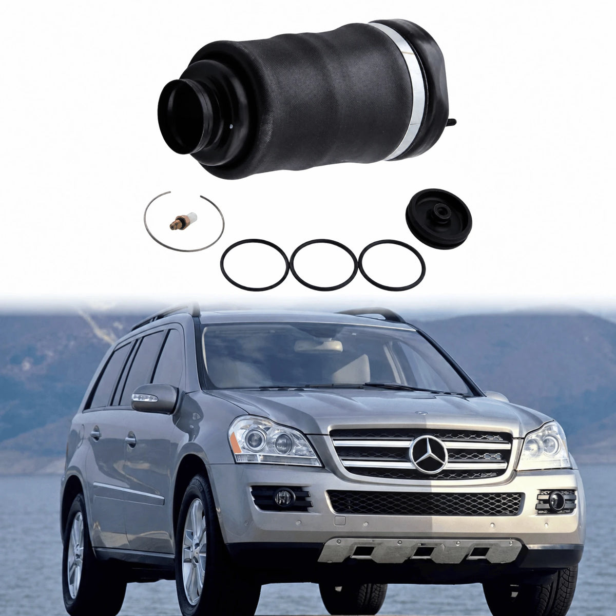 Image of front air suspension bag A1643204413 for Mercedes ML Class W164