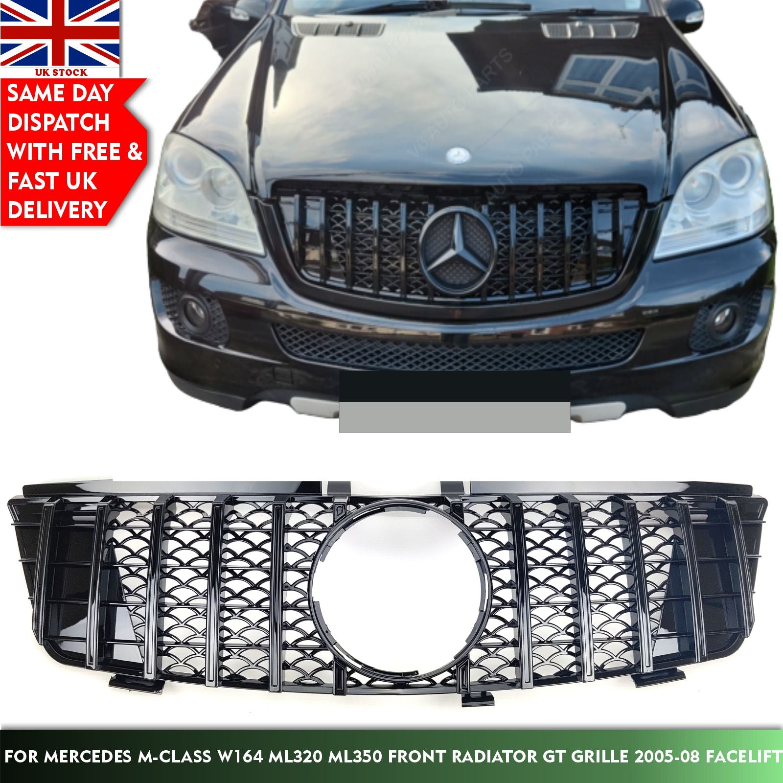 For Mercedes M-Class W164 ML320 ML350 Front Radiator GT Grille Facelift 2005-08