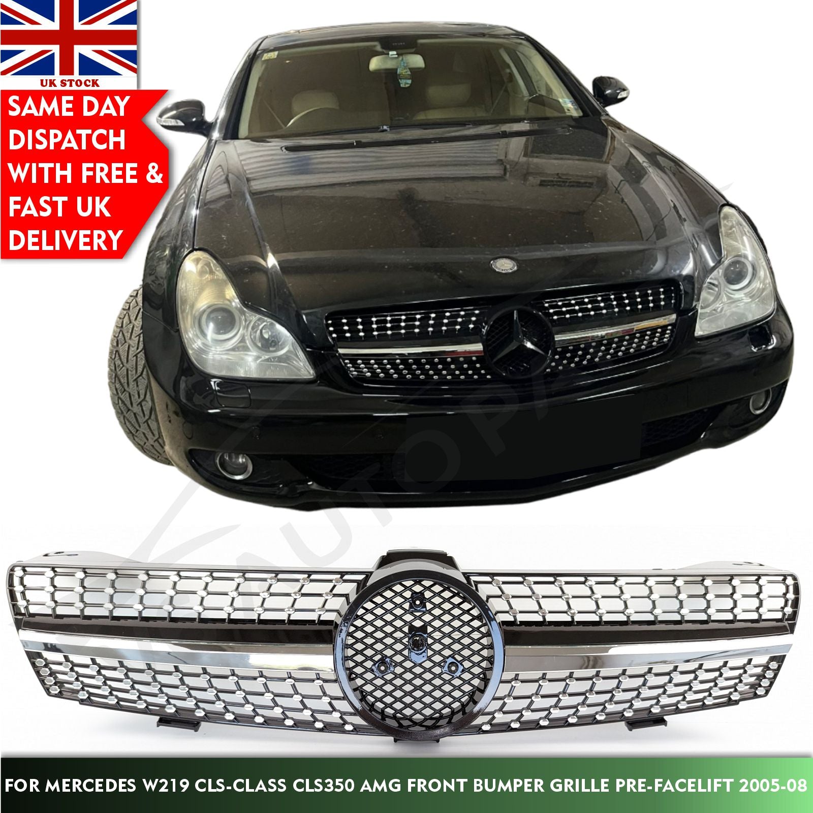 For Mercedes CLS-Class W219 AMG CLS600 Front Bumper Grille Pre-Facelift 2005-08