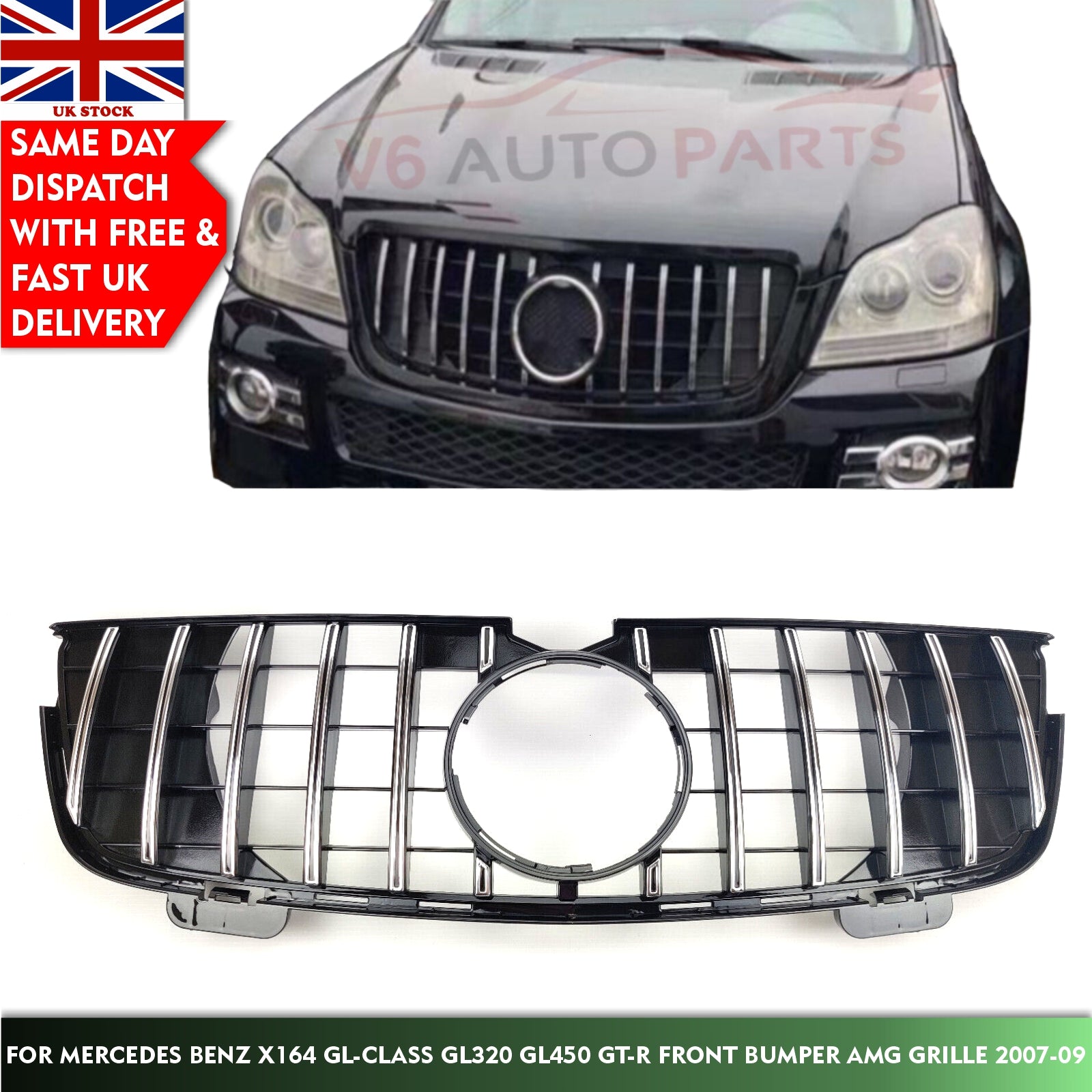 For Mercedes X164 GL-Class GL320 Front Bumper GT-R Grille 2007-09 Panamericana