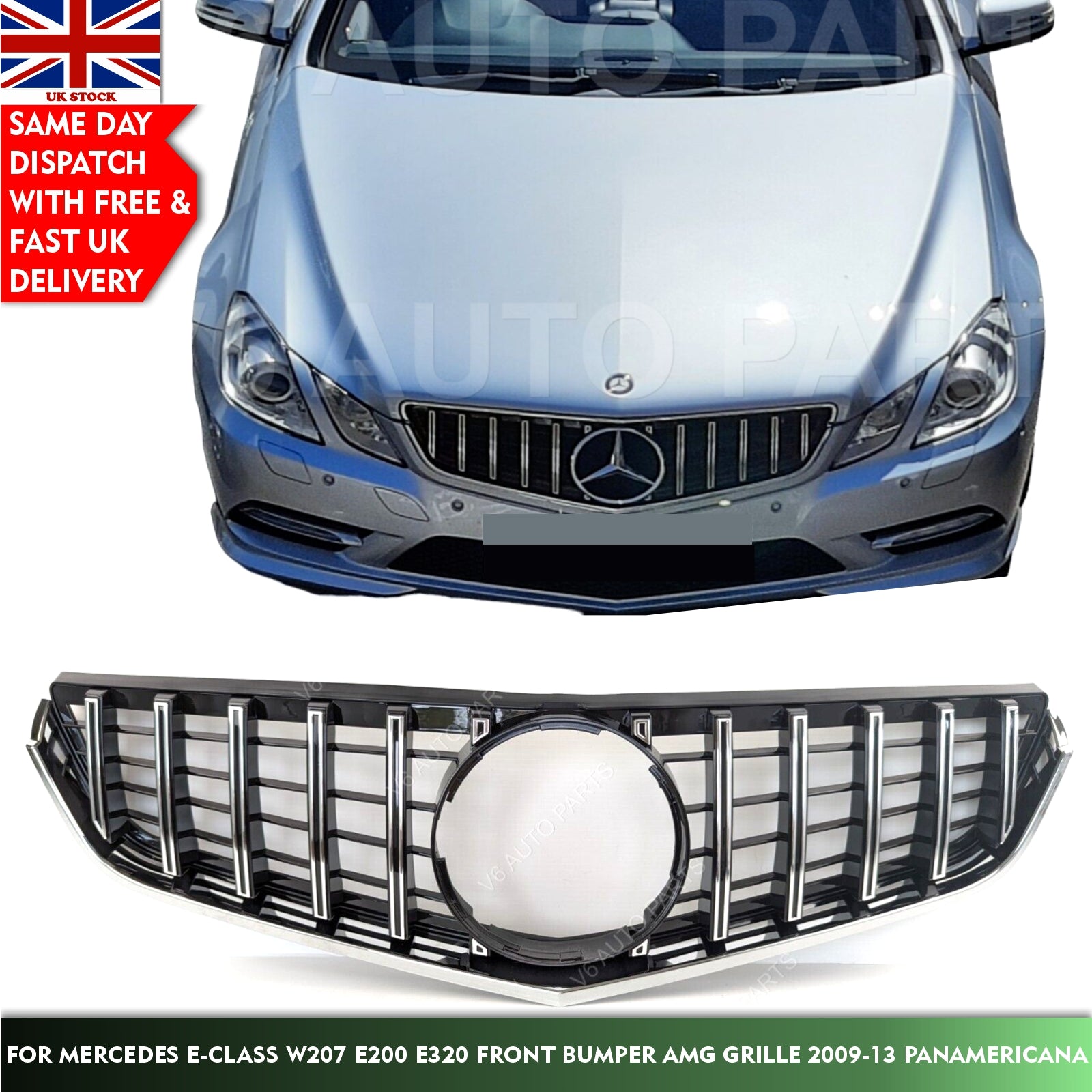 For Mercedes E-Class C207 E500 Front Radiator Grille Panamericana GT AMG 2009-13