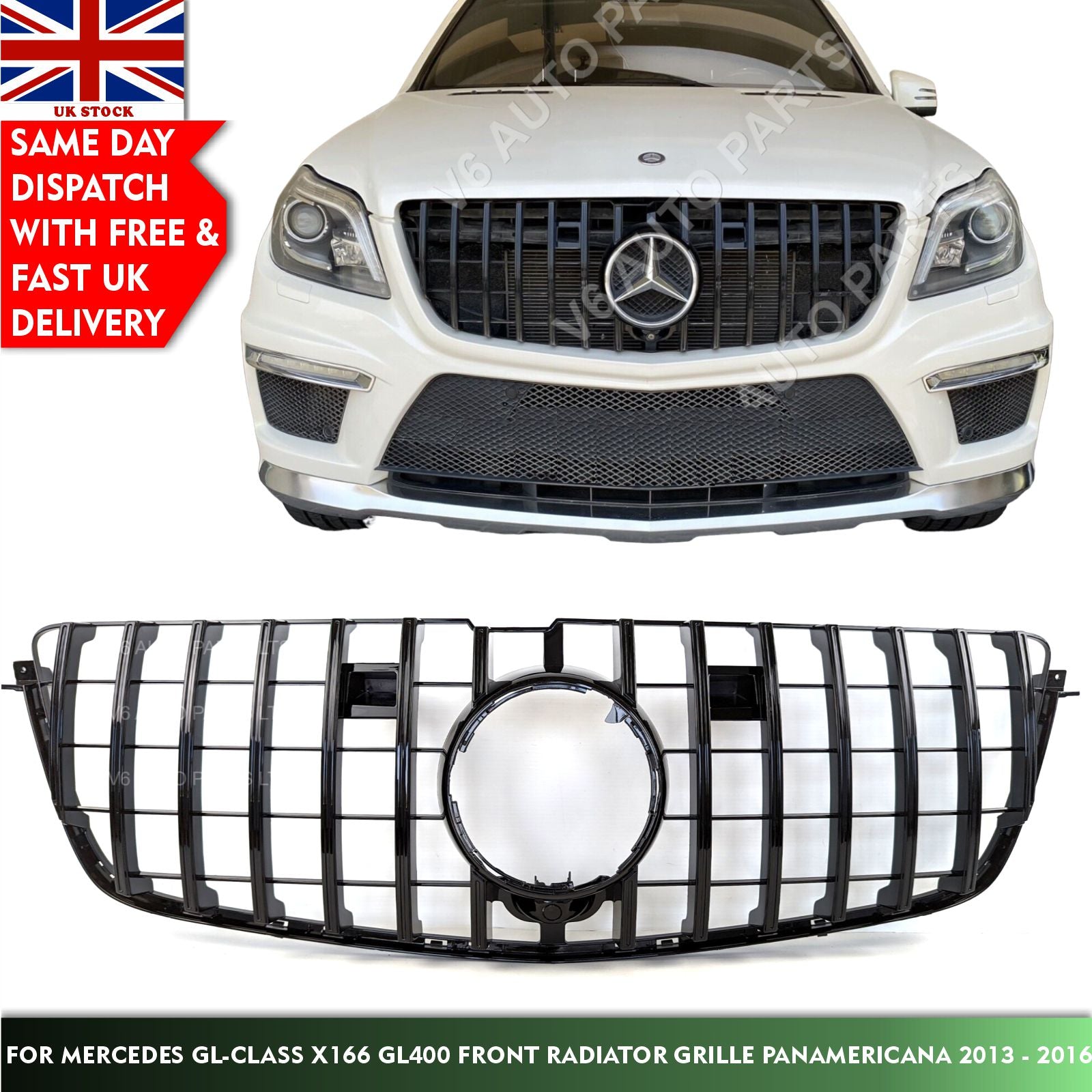 For Mercedes GL-Class X166 GL400 Front Radiator Grille Panamericana 2013 - 2016